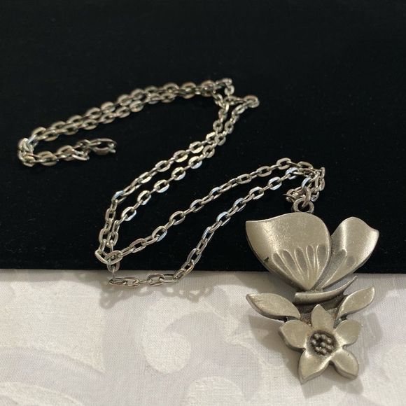 Vintage Jewelry - Vintage R. Tennesmed Sweden Mod Pewter Figural Butterfly Necklace